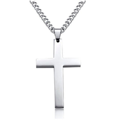 1 Pc Simple Cross Necklace Pendant Christian Jesus Metal Polished Unisex Fashion Prayer Choker Chain Unisex Fashion Jewelry