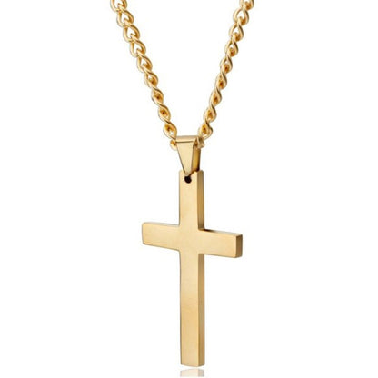 1 Pc Simple Cross Necklace Pendant Christian Jesus Metal Polished Unisex Fashion Prayer Choker Chain Unisex Fashion Jewelry