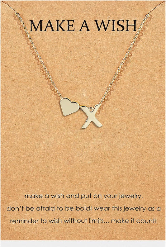 Initial Necklaces for Women Teen Girl Gifts Trendy Stuff 14K Gold Plated Heart Initial Necklace Dainty Letter Heart Pendant Necklace Christmas Gift for Girls